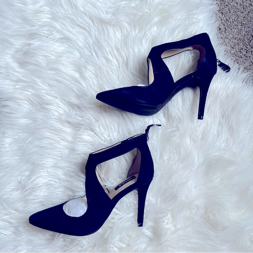 NEW Jones New York Christie Womens Genuine Suede Heels Size 6 Navy Blue